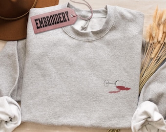 Embroidered Sweatshirt, Spilled Wine Sweatshirt, Gift Hoodie for Wine Lovers, Messy Wine Sweatshirt, Night Out Hoodie, Aesthetic Hoodie