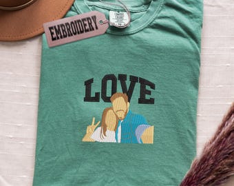 Camiseta Comfort Colors, Camiseta Bordada, Camiseta Personalizada com Foto de Casal Apaixonado, Camiseta Personalizada para Família, Camiseta Ideal para Presente de Aniversário/Namoro
