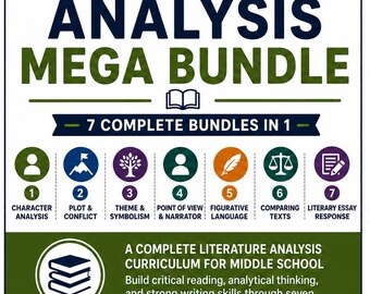 Middle School Literature Analysis Mega Bundle | Grades 6–8 ELA Printable PDF Worksheets