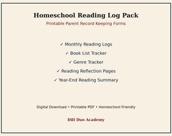 Homeschool Reading Log Pack | Printable Book Tracker, Journal Forms (Digital Download)