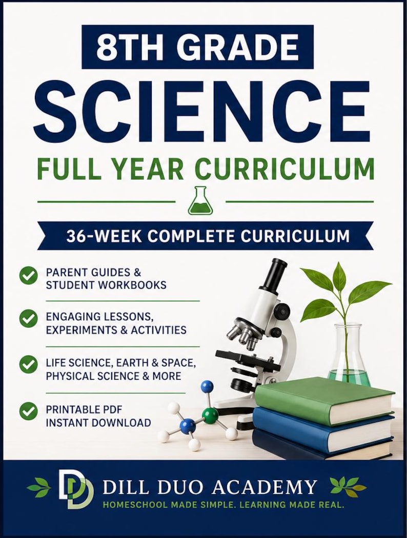 8th Grade Homeschool Curriculum Bundle | Full Year Math, ELA, Science, Social Studies (Printable PDF) image 5