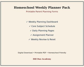 Homeschool Weekly Planner Pack | Printable Parent Planning Forms (Digital Download)
