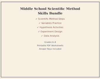 Middle School Scientific Method Skills Bundle | Grades 6–8 Printable PDF Worksheets, Homeschool Science