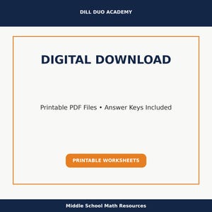 May include: Digital download graphic with the text "DIGITAL DOWNLOAD" in bold, centered above the text "Printable PDF Files &bull; Answer Keys Included." A rectangular button reads "PRINTABLE WORKSHEETS."