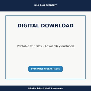 May include: Digital download graphic with the text "DIGITAL DOWNLOAD" in large, bold letters. Below, it states "Printable PDF Files &bull; Answer Keys Included." A blue button reads "PRINTABLE WORKSHEETS."