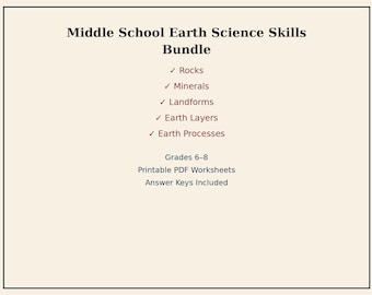 Middle School Earth Science Skills Bundle | Grades 6–8 Printable PDF Worksheets, Homeschool Science