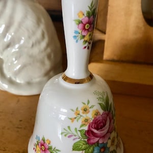 Bone China Bell – Made in England – Floral Design with Gold Trim