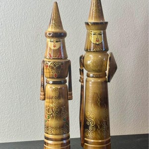 Wooden Folk Art Figurines – Male & Female Cultural Pair