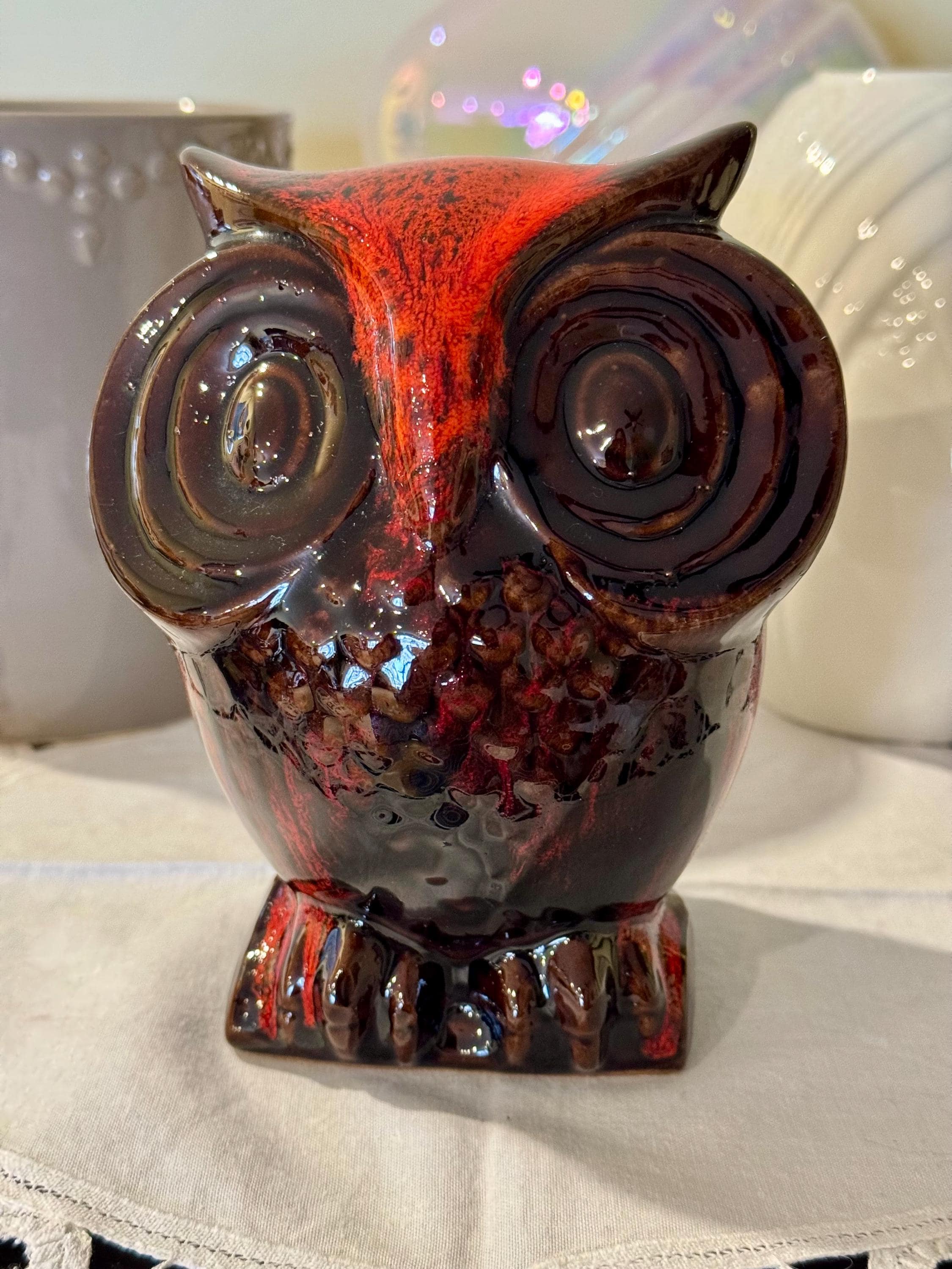 Vintage Canuck Pottery Owl Piggy Bank – 6 in Tall – Made in Canada