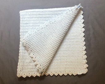 Handmade Crochet White Baby Blanket, Gift For Baby Blanket