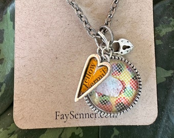 Unique Handmade Resin Pendant with Charms - Silver necklace with Confetti Resin Pendant - One of a Kind