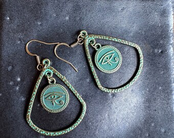 Brass Hoops with Eye of Horus
