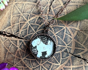 Unique Handmade Resin Pendant with Dog - Copper necklace with Puppy Resin Pendant