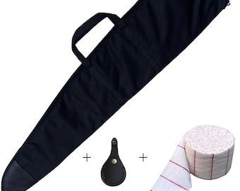 Estuche para rifle de aire comprimido, bolsa de transporte con correa para el hombro, con almohadilla protectora de cuero para los dedos del pie y parches de paño para limpiar rifles.