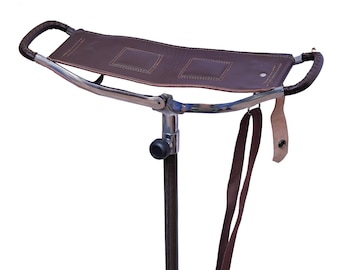 Bastón de caza de cuero: asiento portátil de acero inoxidable para caminar - Ideas de regalo de Navidad para él