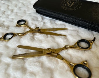 Tijeras de peluquero japonesas de acero inoxidable – Tijeras de peluquería doradas