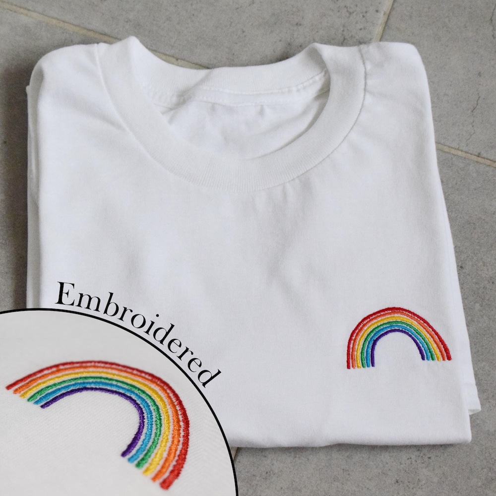 Embroidered Pride Shirt Unisex T-Shirt Rainbow Shirt Lgbtq Shirts Gay Pride Month Shirts Embroidery Lgbtq Shirt Lesbian Shirts Queer Shirts Sunrisetee