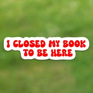 Ho chiuso il mio libro per essere qui Adesivo Libro Adesivo Lettura Adesivo Bookish Ally Bookworm Adesivo Bookish Libri Adesivo Kindle Book-Lovers-Gift