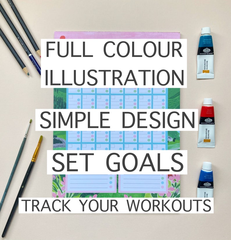 Printable Cute Workout Planner for Wall, A4 Simple Exercise Tracker ...