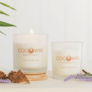 Organic Coconut Wax Candles made with 100% Coconut Wax. The Most Eco-Friendly Candles to Burn. Soy free Breathe Healthy- White Vessel Scents