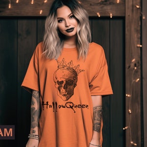HallowQueen Shirt Halloween Skull Shirt Halloween TShirt Spooky Season Shirt Queen Shirt Funny Halloween Shirt