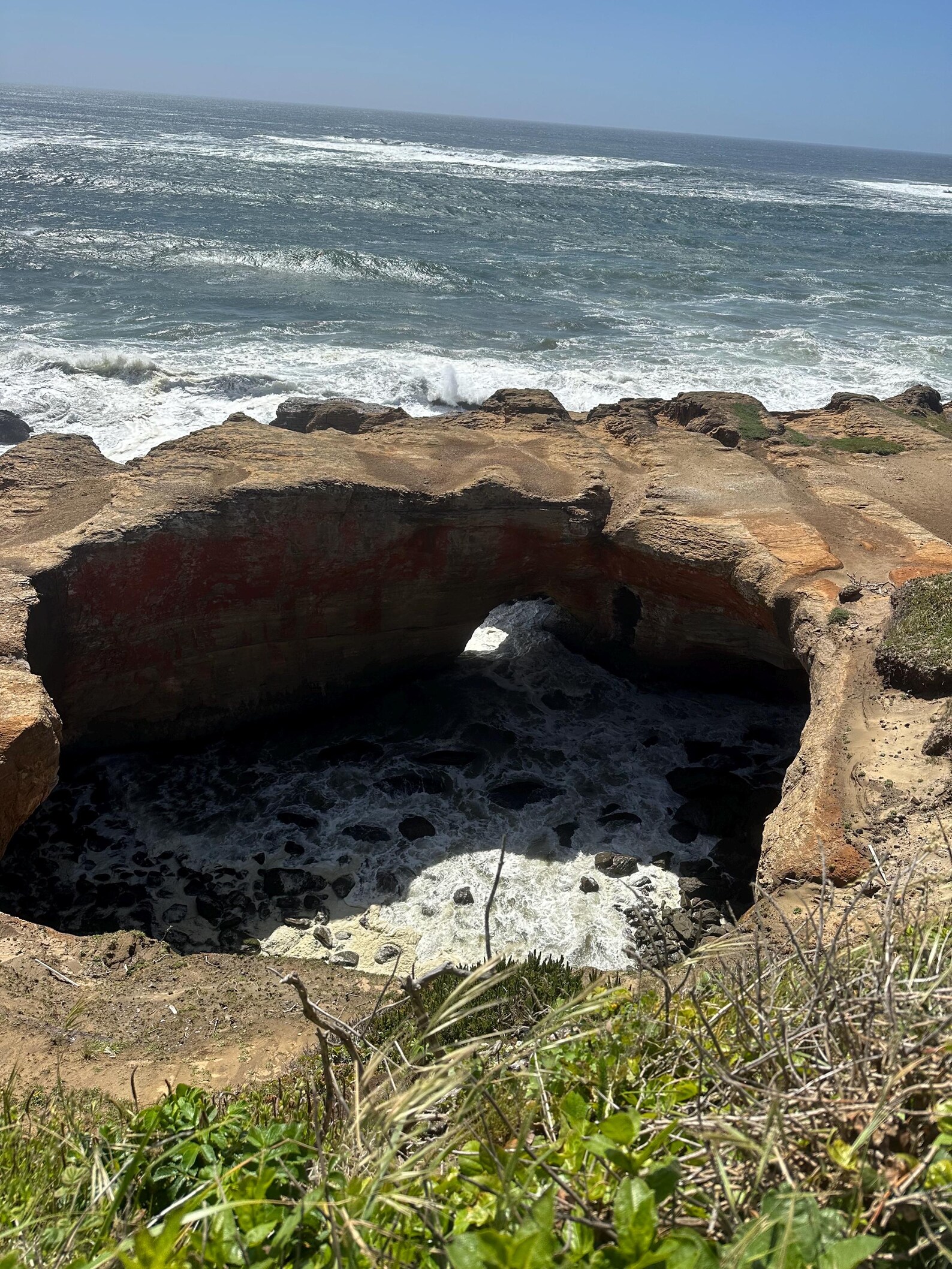 Majestic Coastal Arch Ocean Waves Crashing Through Natural Rock ...