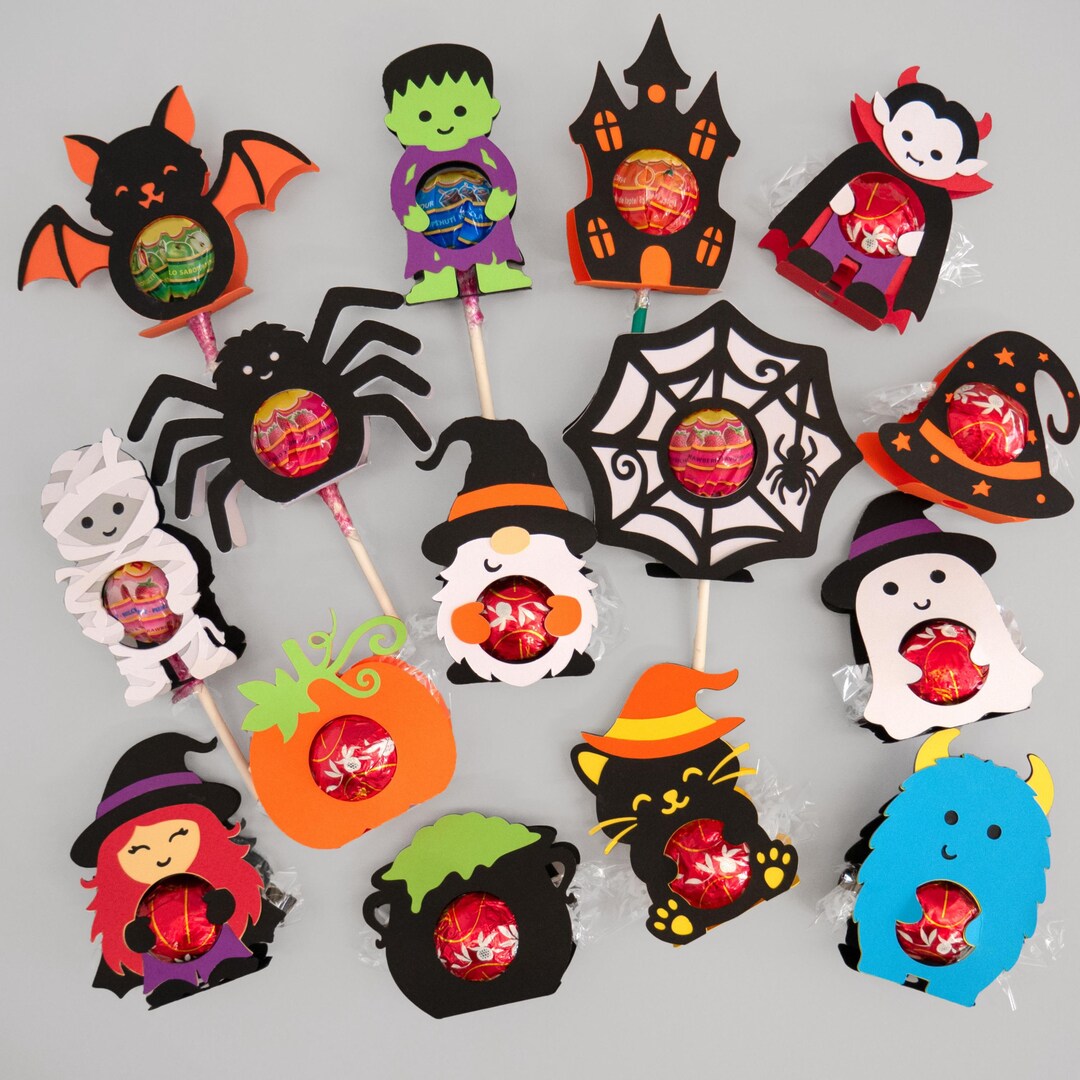 15 Halloween Candy Holder Svg Bundle, Halloween Lollipop Holder Svg ...