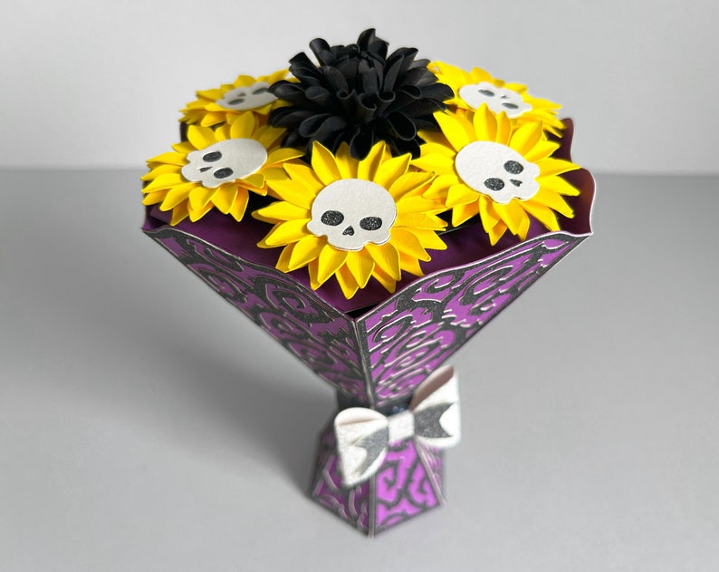Halloween paper flower bouquet with sunflowers