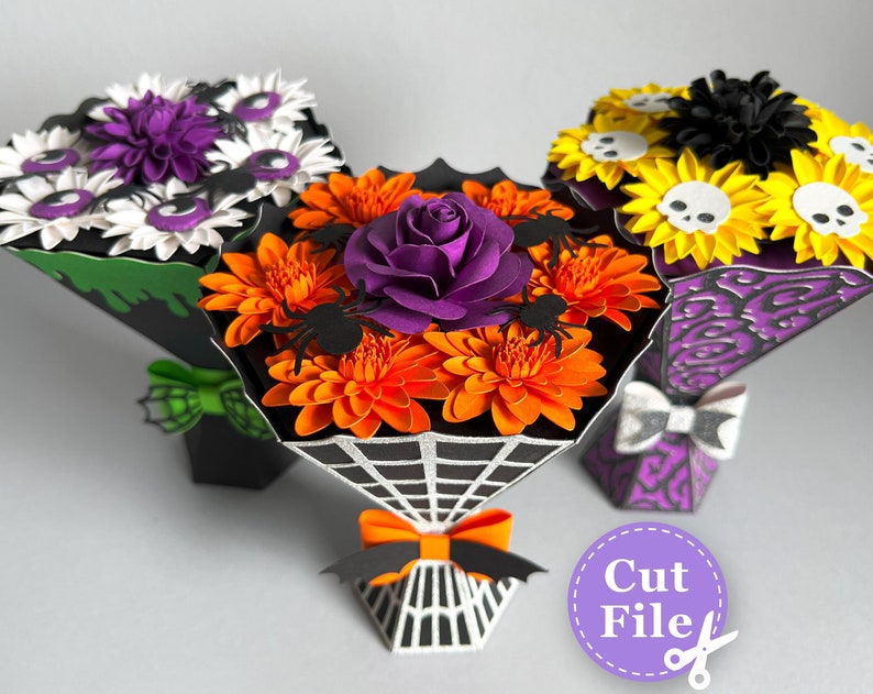 Halloween paper flower bouquet bundle