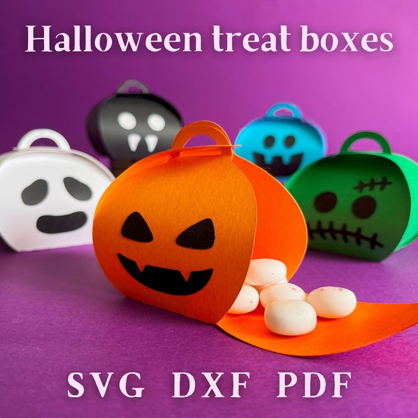 Boîtes de friandises d’Halloween Bundle SVG | Boîte à bonbons d'Halloween | Boîte de friandises à la citrouille | Porte-bonbons d’Halloween | Boîte de faveur | Modèle de boîte cadeau