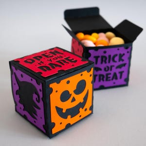 Boîte svg Halloween, boîte cadeau Halloween, boîte de bonbons Halloween svg, svg porte-bonbons Halloween, boîte cadeau coupe fichier, boîte cadeau Halloween,