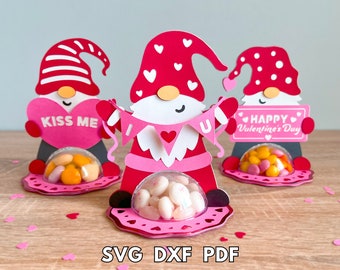 Valentines Gnome candy dome bundle svg, Valentines day candy holder svg, Gnome candy holder svg, Happy Valentines day gnome svg