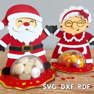 Paquet de svg de dôme de bonbons de Noël, dôme de bonbons du Père Noël svg, dôme de bonbons de Mme Claus svg, dôme de bonbons de Noël avec un mécanisme d’ouverture