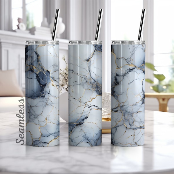 Grey White Marble Tumbler Wrap, 20oz Seamless Skinny Tumbler Sublimation Design, Digital Download High Quality 300 DPI, PNG File