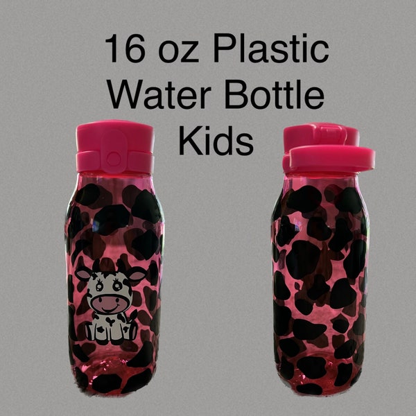 Pink Cow Print Water Bottle Etsy