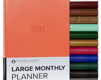 Gallery Leather 2027 Monthly Planner | Large, Gold-Gilded Pages, Made in Maine