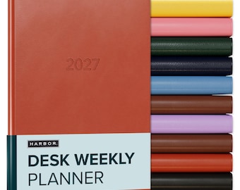 Harbor 2027 Desk Weekly Planner | Faux Leather, Personalized Softcover (8x5.5)