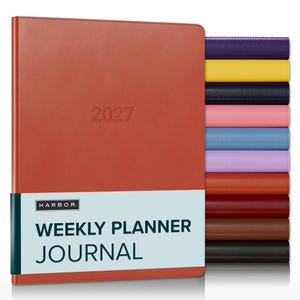 Harbor 2027 Weekly Planner Journal | Vegan Leather, 9x7, Personalized Softcover