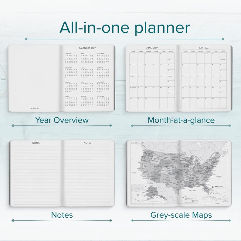 Harbor 2027 Large Weekly Planner | Vegan Leather, Monthly Views, Personalized (9.75x7.5) image 3