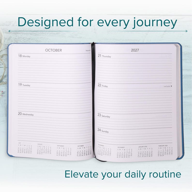 Harbor 2027 Large Weekly Planner | Vegan Leather, Monthly Views, Personalized (9.75x7.5) image 5