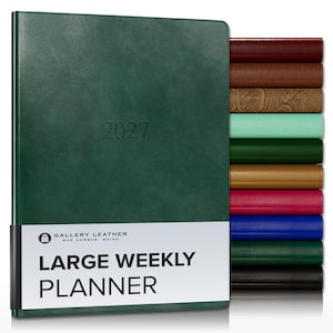 Gallery Leather 2027 Weekly Planner | Gold-Gilded Pages, Made Maine