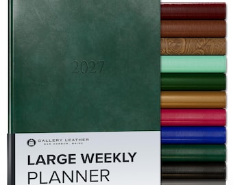 Gallery Leather 2027 Weekly Planner | Gold-Gilded Pages, Made Maine