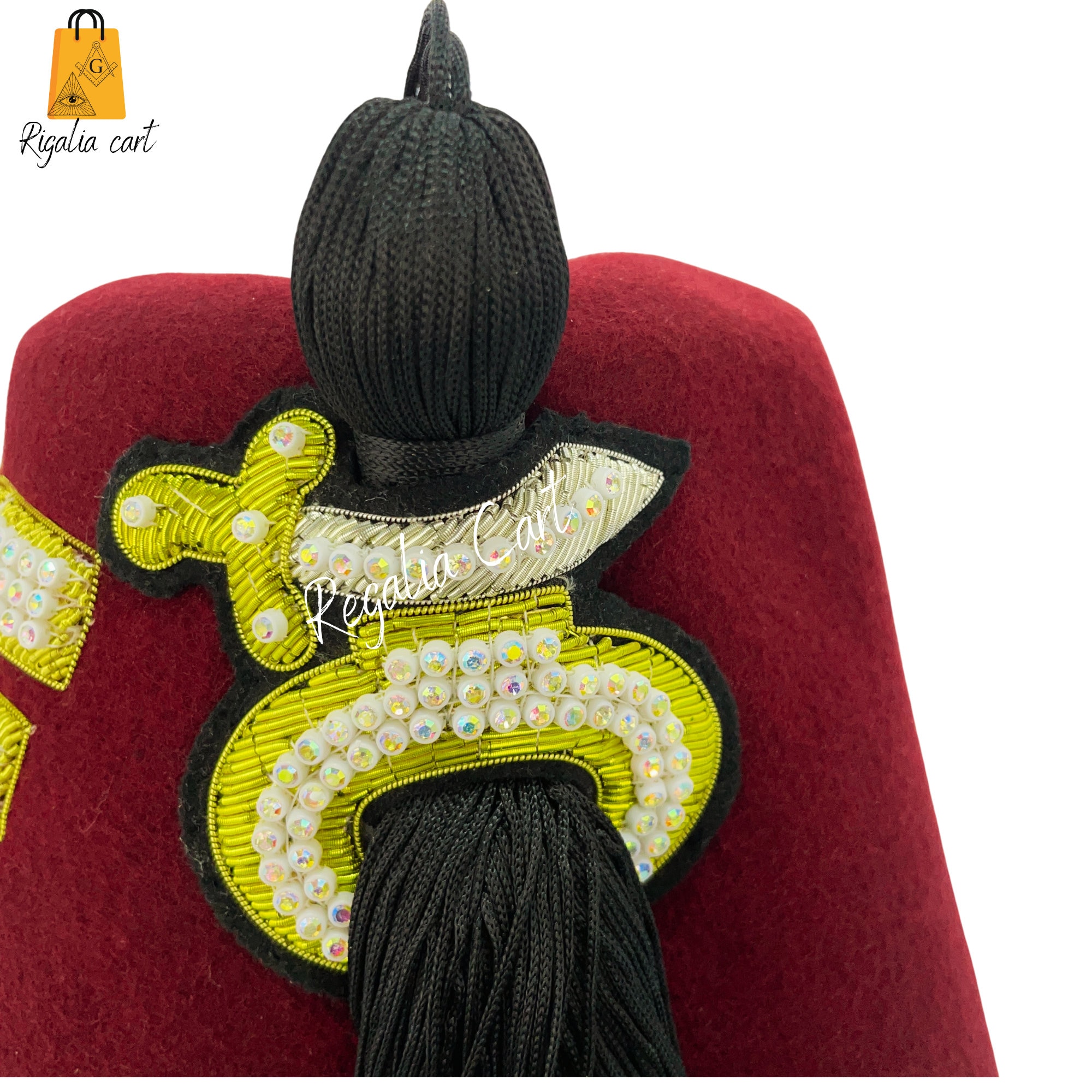 Masonic Shriners Fez Cap Custom Lodge Name Burgundy Colour Hand