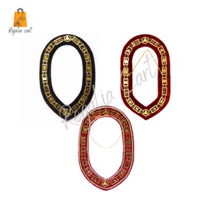 Royal Arch Chapter Chain Collar Gold Tone Fine Quality Velvet Rhinestone Decoration Various Lodge Variations Available.