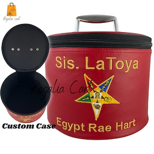 Masonic OES Crown, Fez Cap Case Benutzerdefinierte Farbe Kunstleder Innenfarbe Schwarz Farbe Benutzerdefinierter Name, Tempelname Option Nur bei Regalia Cart