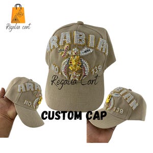 Shriner Cap, Masonic Shriner Cap 3 Rows Hand Embroidery Rhinestone work Adjustable fitting , Shriner Beige Color Cap Premium Quality