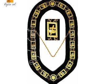 Collar de cadena de caballero templario con terciopelo negro