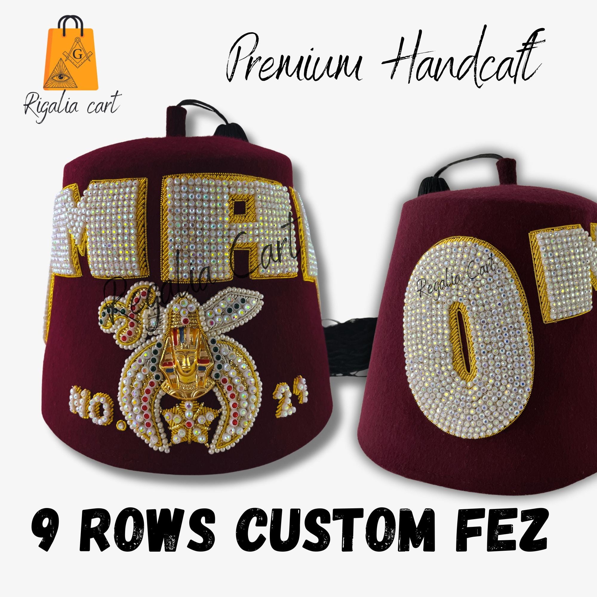 Shriner Fez Hat, Masonic Shriners Fez Cap OMAR Custom Lodge Name Burgundy  Colour Hand Embroidery With Rhinestone Work Black Tassel + Holder - Etsy  Canada