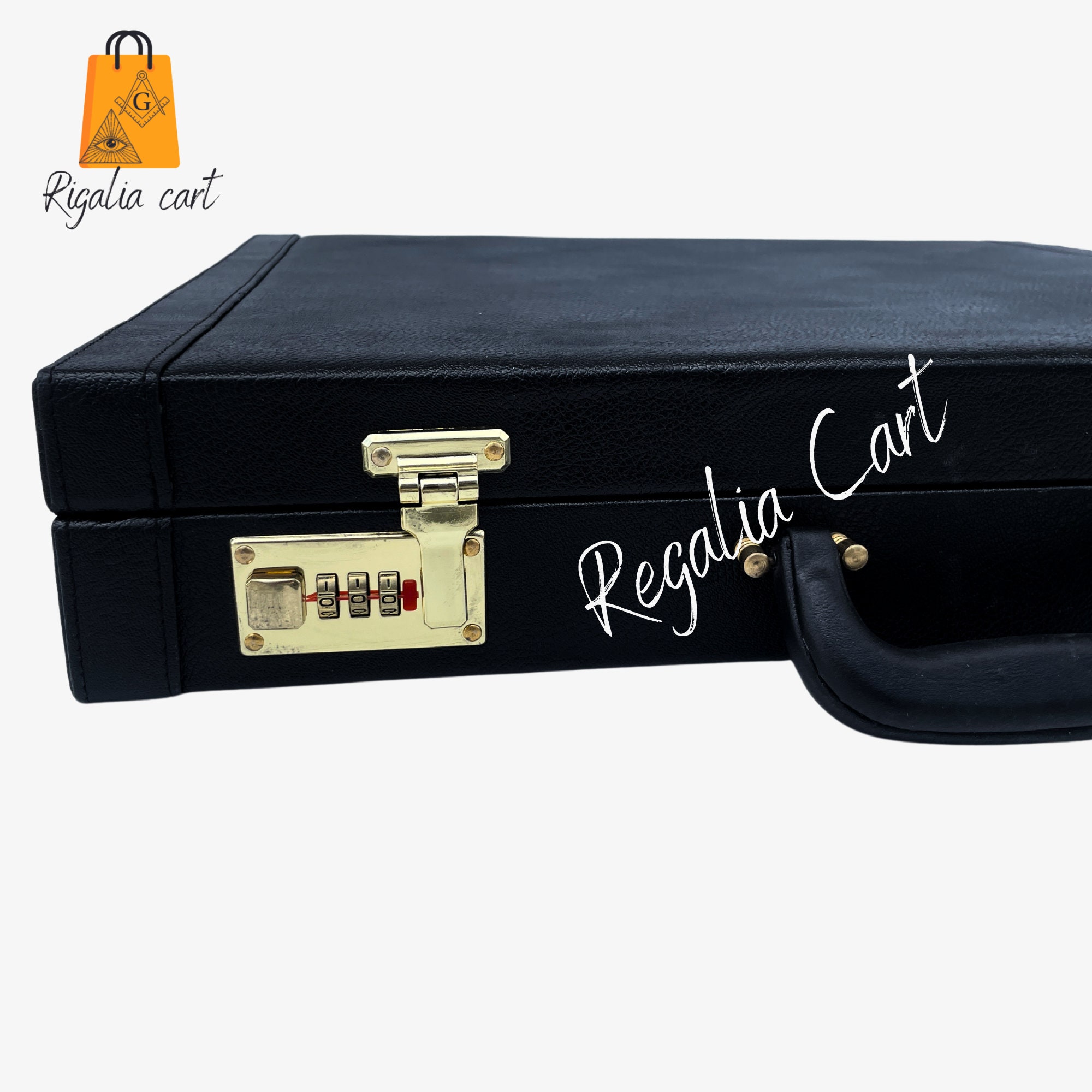 Custodia Per Regalia Massonica - Valigetta In Pelle Per Grembiuli, Serratura A Combinazione, Nero