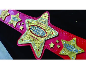 World of Stardom Championship Belt Red Leather Best Quality for